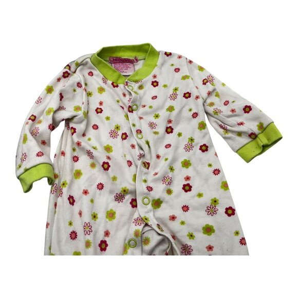 Lot of 2 Baby Girl One Piece Footed Pajamas 3-6M Floral Long Sleeves Crew Neck - Picture 8 of 16